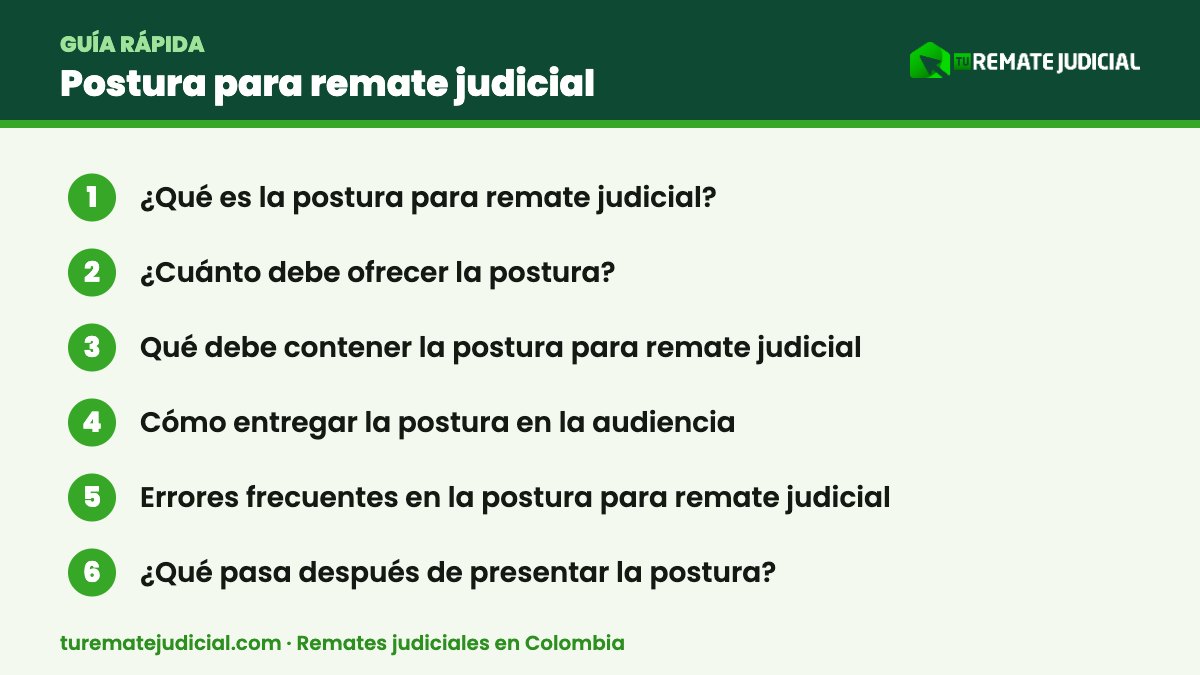 Infografía: postura para remate judicial – resumen